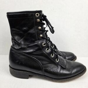 Justin Boots Black Combat Moto Boots Lace-Up